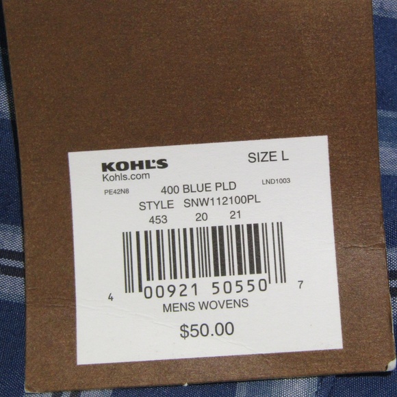 NEW Sonoma Blue Plaid Shirt Size L - Picture 4 of 5